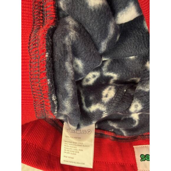 Tipsy Elves Pants Women's Sz M Blue Reindeer Fleece Jogger Sweatpants Fair Isle - Picture 6 of 7